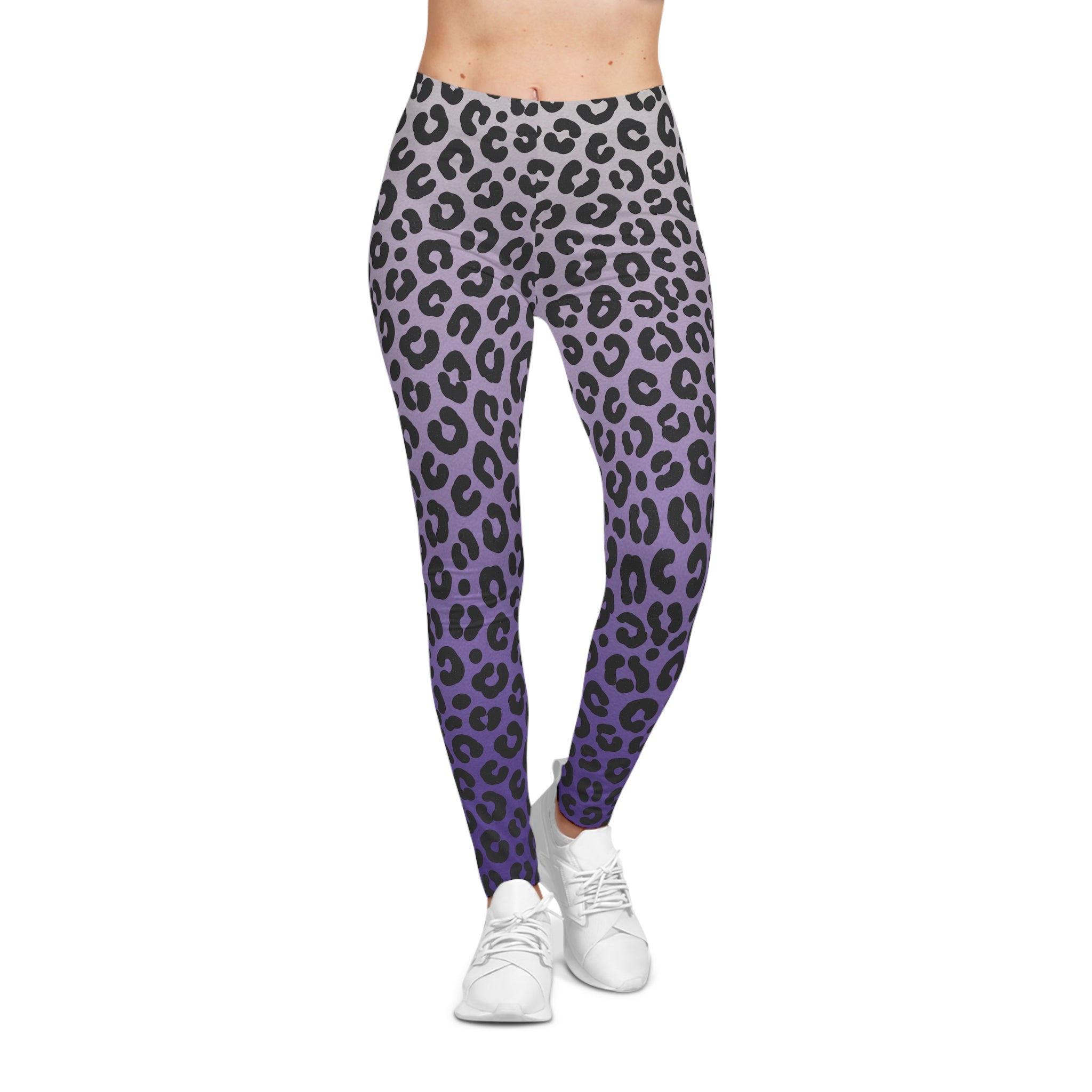 Purple Ombre Leopard Print Leggings — Women's Casual Animal Print Activewear