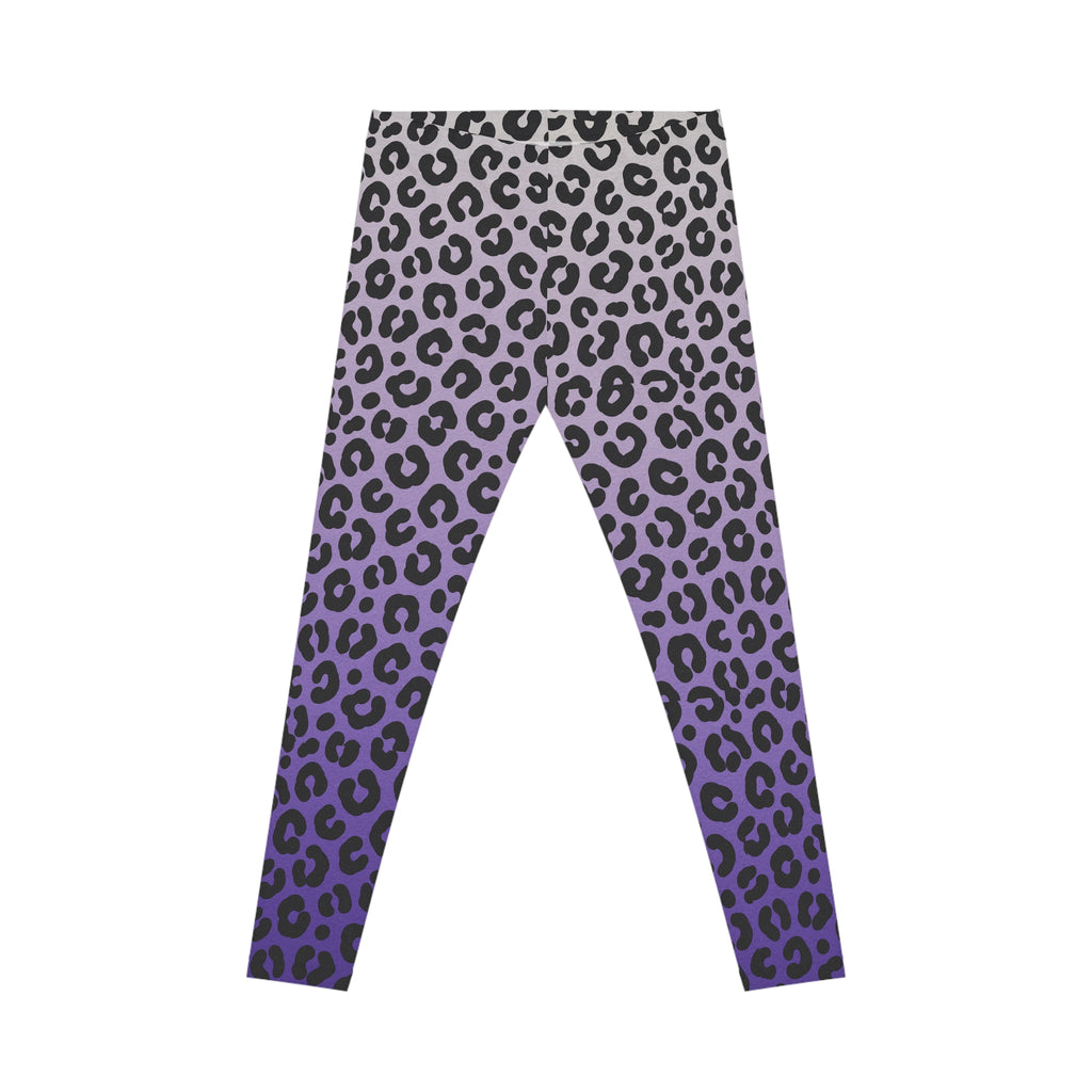 Purple Ombre Leopard Print Leggings — Women's Casual Animal Print Activewear
