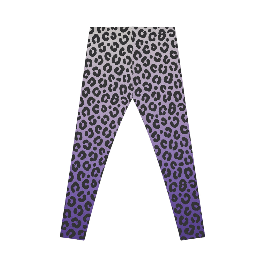 Purple Ombre Leopard Print Leggings — Women's Casual Animal Print Activewear