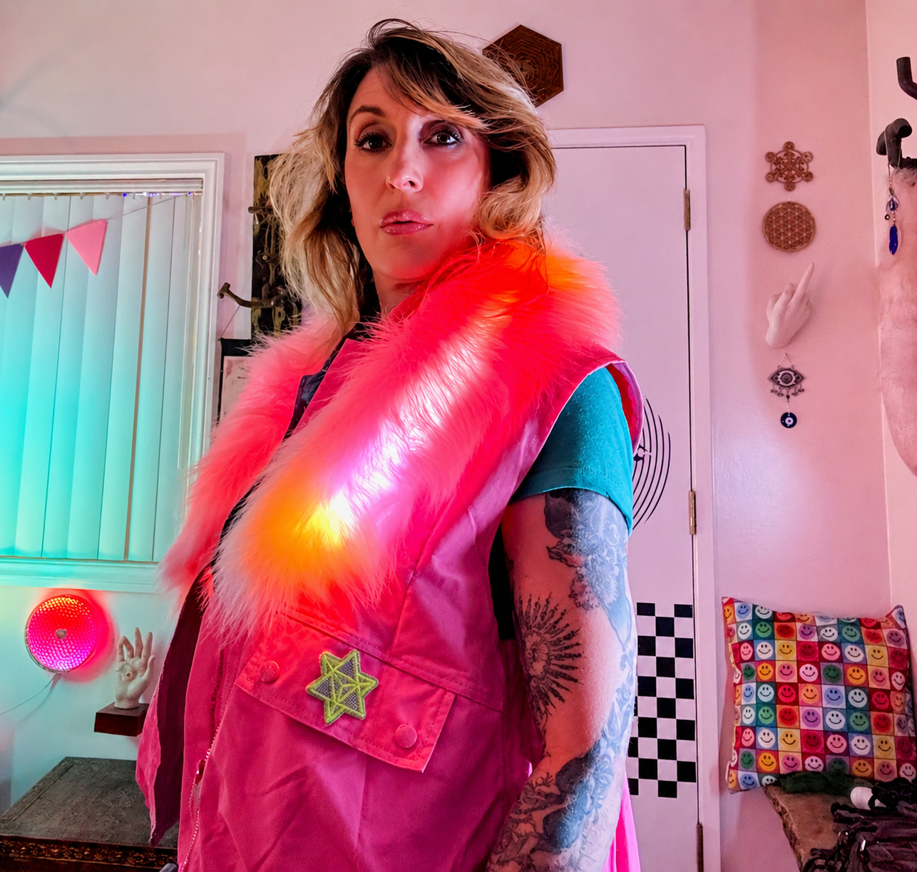 OHHUM  Radiant Aura LED Faux Fur Vest