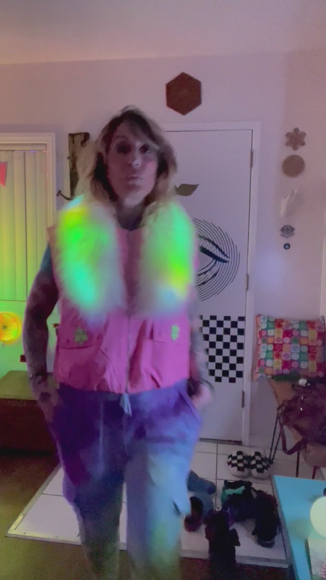 OHHUM  Radiant Aura LED Faux Fur Vest